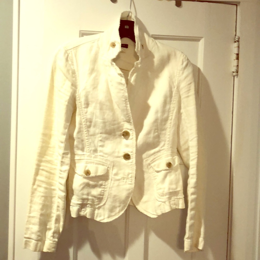 J Crew white linen jacket